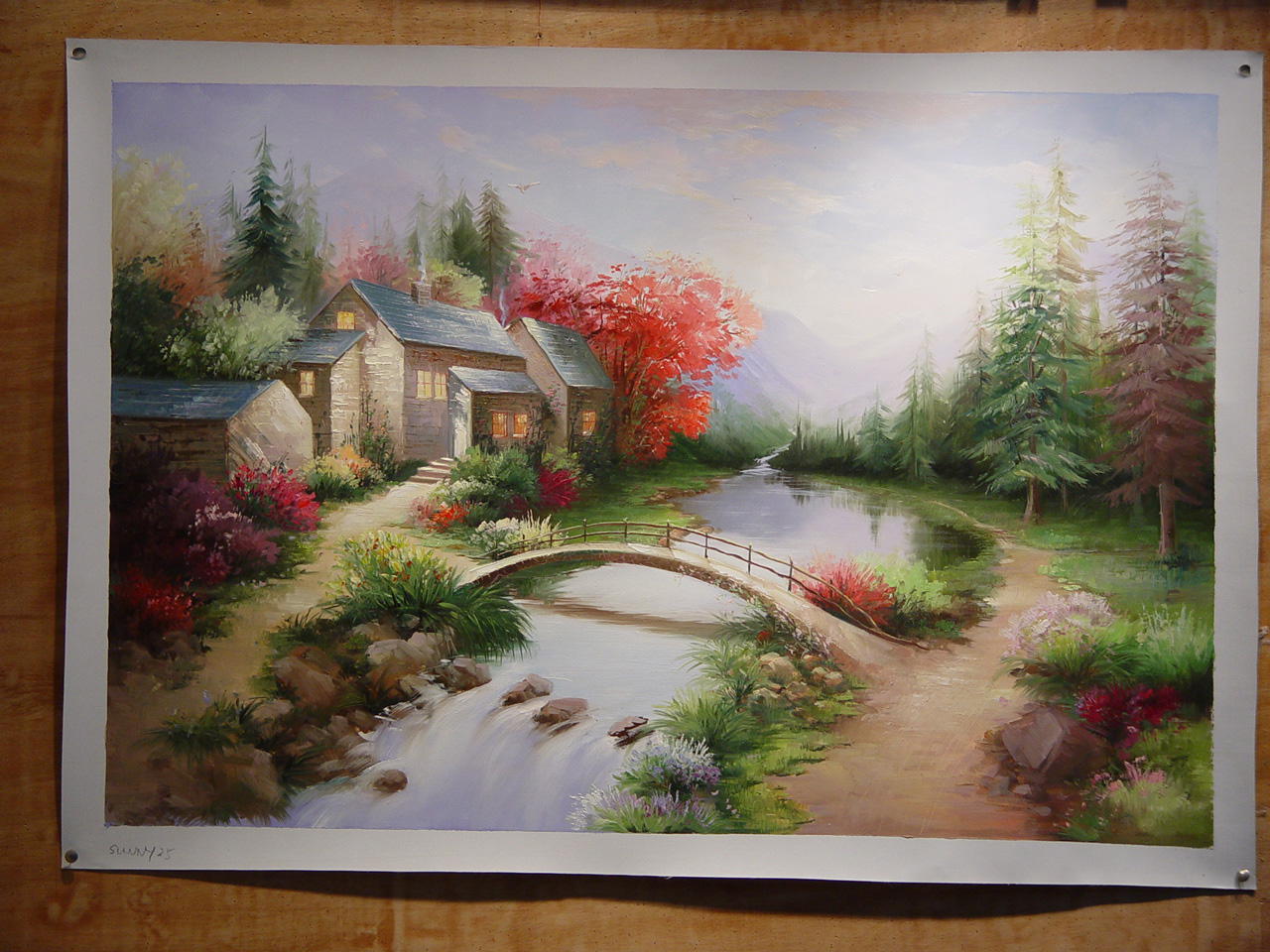 (image for) Handmade oil painting Copy paintings of famous artists Thomas Kinkade's painting, NO.58 - Click Image to Close